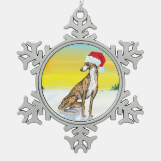 グレイハウンド クリスマス スノーフレークピューターオーナメント