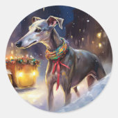 グレイハウンド クリスマス ラウンドシール (正面)