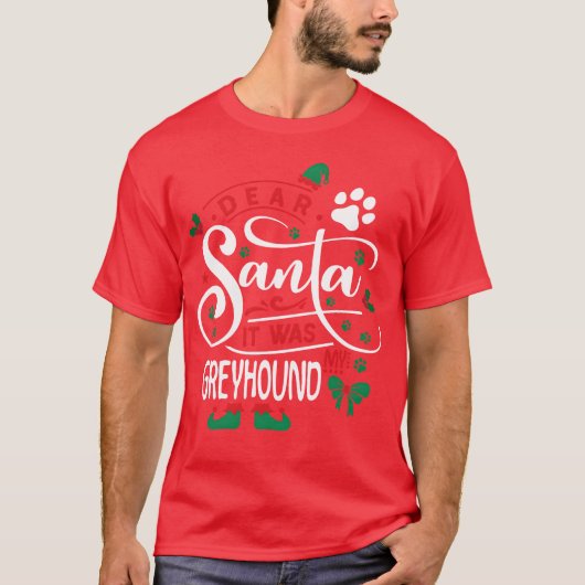 グレイハウンド クリスマス 犬の種類 男の子 ギフト Tシャツ (正面)