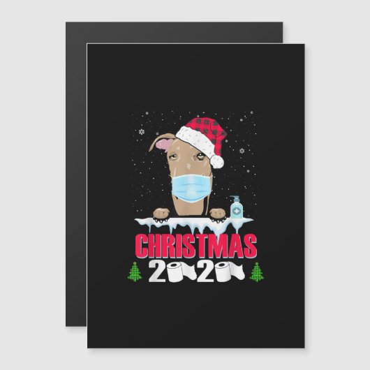 グレイハウンド フェイスマスク 犬 メリークリスマス 2020 面白い マグネット招待状 (正面/裏面)