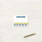 グレイハウンド/ラーチャードッグ&ポーイエロー&ブルーグリッド ポストイット (デスク上)