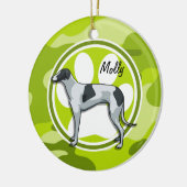 グレイハウンド;明るい緑の迷彩柄、迷彩 セラミックオーナメント (左)