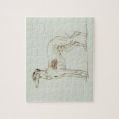 グレイハウンド、残っている直面(紙のペン及びインク) ジグソーパズル (縦)