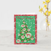 グレイハウンド 犬 かわいい シルエット クリスマス ツリー カード (黄色い花)