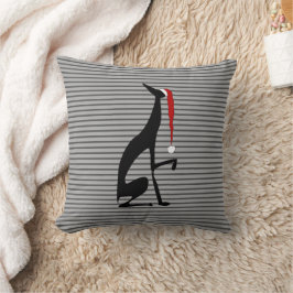 グレイハウンド 犬 サンタ帽 ストライプ クリスマス クッション