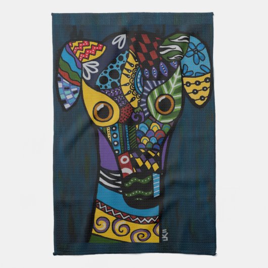 グレイハウンド-退職したな競争のグレイハウンドの救助 キッチンタオル (縦)