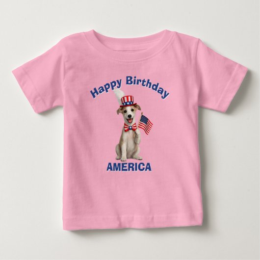 グレイハウンド (2歳) 愛国心あふれる子供用Tシャツ ベビーTシャツ (正面)