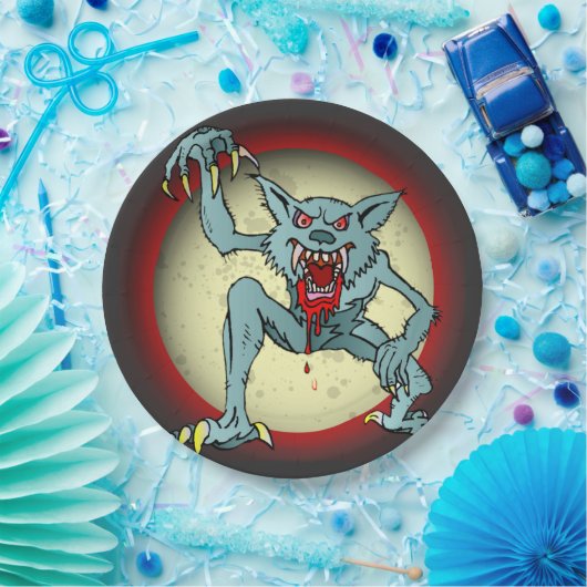 グレイバック人狼血レッド満月ハロウィーン ペーパープレート (パーティー)