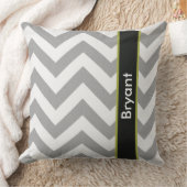 グレイパーソナライズされたシェブロン装飾用クッション クッション (ブランケット)