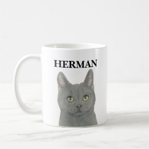 グレイパーソナライズされたシャルトレユース猫 コーヒーマグカップ