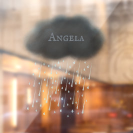 グレイパーソナライズされたストーミーレインクラウドお洒落かわいい ウィンドウサイン