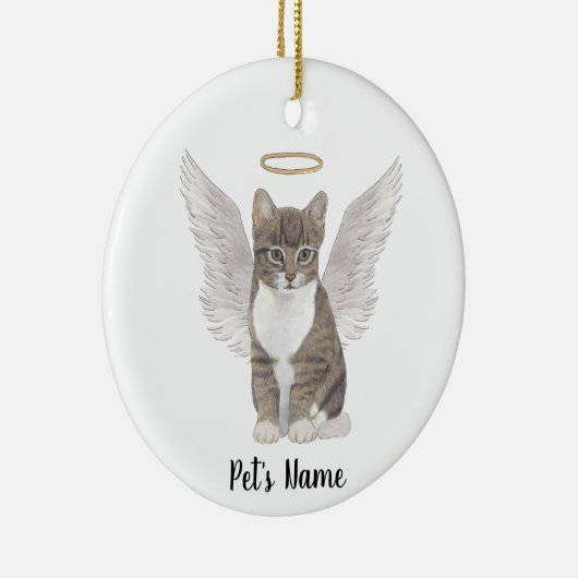 グレイパーソナライズされたタビーキャット悔やみや弔慰メモリアル セラミックオーナメント (右)