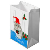 グレイパーソナライズされたハムスター ミディアムペーパーバッグ (正面アングル)