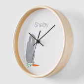 グレイパーソナライズされたバニー子供部屋10インチラウンドクロック 壁時計 (傾斜)