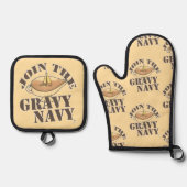 グレイビー海軍の食べ物の漫画おもしろいモットーに参加 鍋つかみ&鍋敷きセット (正面)