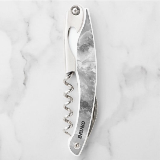 グレイフェイクマーブルモノグラムウェイターコルクねじ ソムリエナイフ (正面)