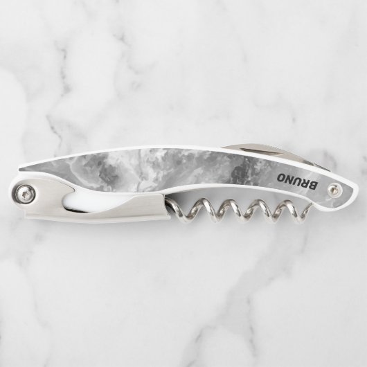 グレイフェイクマーブルモノグラムウェイターコルクねじ ソムリエナイフ (正面)