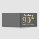 グレイフェイク金ゴールド90th誕生日パーティー+名前をカスタムする ゲストブック (全面)