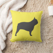 グレイフランスのブルドッグシルエットフレンチキードイエロー クッション (ブランケット)