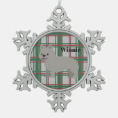 グレイフランスのブルドッグ、クリスマスプレド スノーフレークピューターオーナメント (正面)