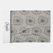 グレイフローラボーパーソナライズされたホ キッチンタオル (横)