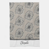 グレイフローラボーパーソナライズされたホ キッチンタオル (縦)