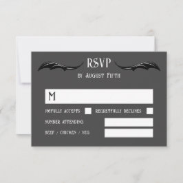グレイブラックドラゴンモノグラム結婚ファンタジー 出欠カード