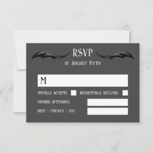 グレイブラックドラゴンモノグラム結婚ファンタジー 出欠カード