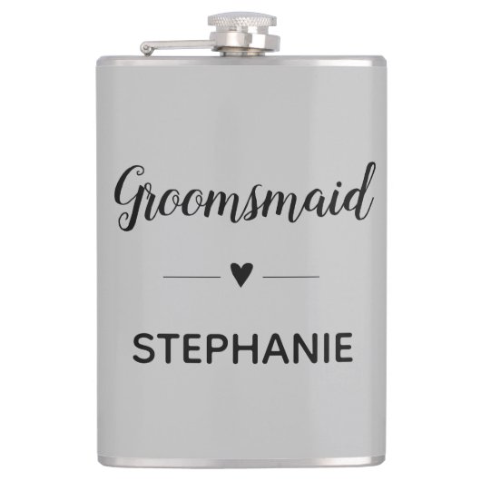 グレイブラック結婚のグロムスパーソナライズされたメイド フラスク (正面)
