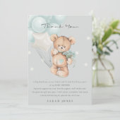 グレイブルーベアーリーウェイバルーンベビーシャワー サンキューカード (スタンド正面)