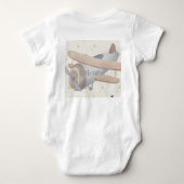 グレイベージュの水彩ベビーシャワー ベビーボディスーツ (裏面)