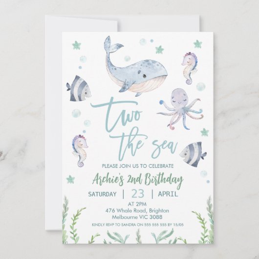 グレイホエールツザシーセカンドバースデー招待状 招待状 (正面)