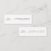 グレイホワイトエレガントトレンディーモノグラムシンプルデザイン スキニー名刺 (正面/裏面)