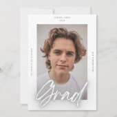 グレイホワイトネオンモダンラード写真大学大学 案内状 (正面)