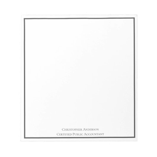 グレイホワイトプロフェッショナルビジネスパーソナライズされた ノートパッド (正面)