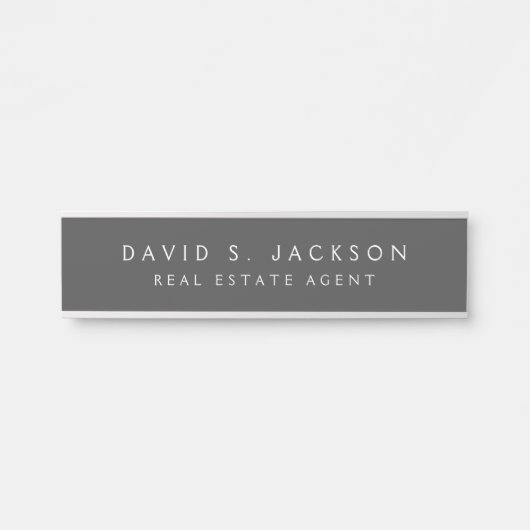 グレイホワイトモダンエレガントプロフェッショナルクラス サインプレート (正面)