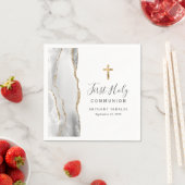 グレイホワイト金ゴールドアゲート最初の聖餐式 スタンダードカクテルナプキン (インサイチュ)