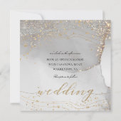 グレイホワイト金ゴールドエレガントオきらめくデッセイ結婚ズ 招待状 (裏面)