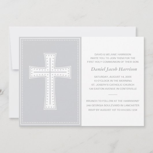 グレイボーイズファーストコミュニオン 招待状 (正面)