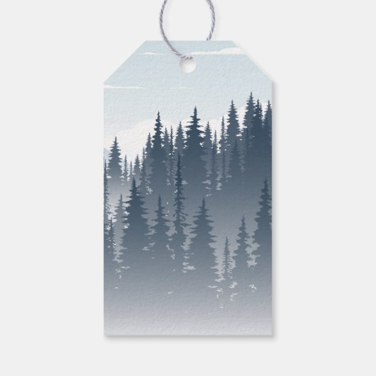 グレイマウンテンフォグフォレストワイルドネスウィンターウェディング ギフトタグ (裏面)