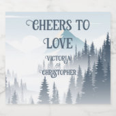 グレイマウンテンフォグフォレストワイルドネスウィンターウェディング スパークリングワインラベル (シングルラベル)