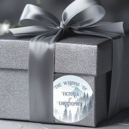 グレイマウンテンフォグフォレストワイルドネスウィンターウェディング ラウンドシール