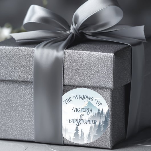 グレイマウンテンフォグフォレストワイルドネスウィンターウェディング ラウンドシール