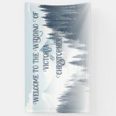 グレイマウンテンフォグフォレストワイルドネスウィンターウェディング 横断幕 (縦)