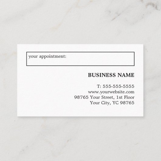 グレイミニマルホワイトティース歯科アポイントメント 名刺 (裏面)