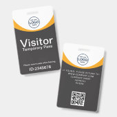 グレイミルキーイエロー 法人訪問者用ID QRコードバッジ バッジ (正面＆裏面)