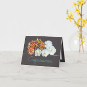 グレイミントブーケバラ&デイジーおめでとう カード (黄色い花)