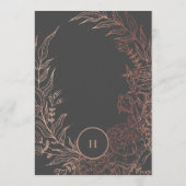 グレイモダンアイアン鉱石バラ金ゴールドモノグラムリース 招待状 (裏面)