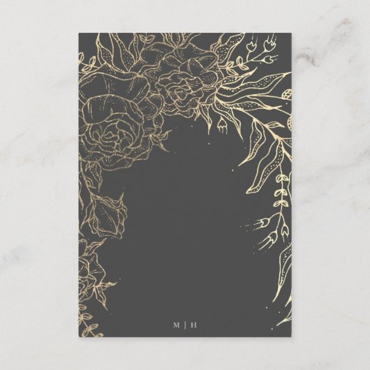 グレイモダンアイアン鉱石金ゴールドエレガントパンパ結婚ス エンクロージャーカード (裏面)