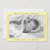 グレイモダンオンパステルイエローベビー発表 案内状 (正面)